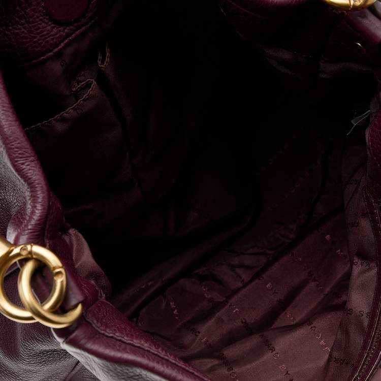 Pre Owned Marc by Marc Jacobs Burgundy Leather Classic Q Lil Ukita Top Handle Bag