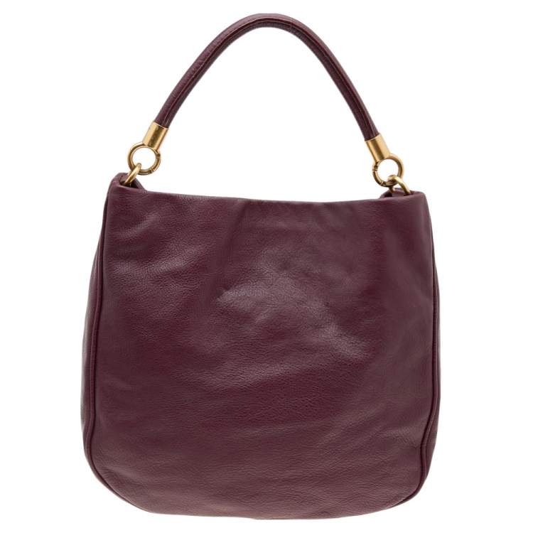 Pre Owned Marc by Marc Jacobs Burgundy Leather Classic Q Lil Ukita Top Handle Bag