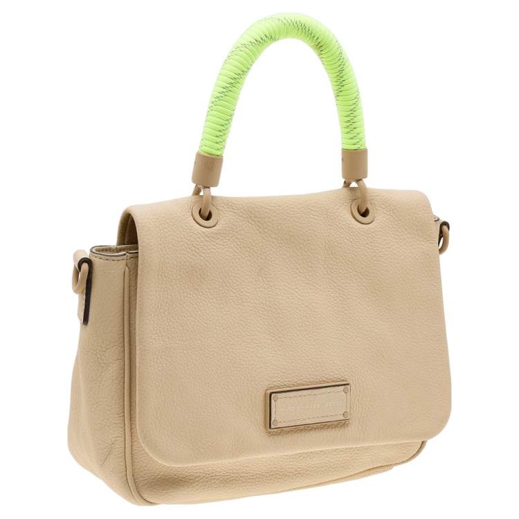 Pre Owned Marc by Marc Jacobs Cream/Neon Leather Novelty Too Hot to Handle Top Handle Bag