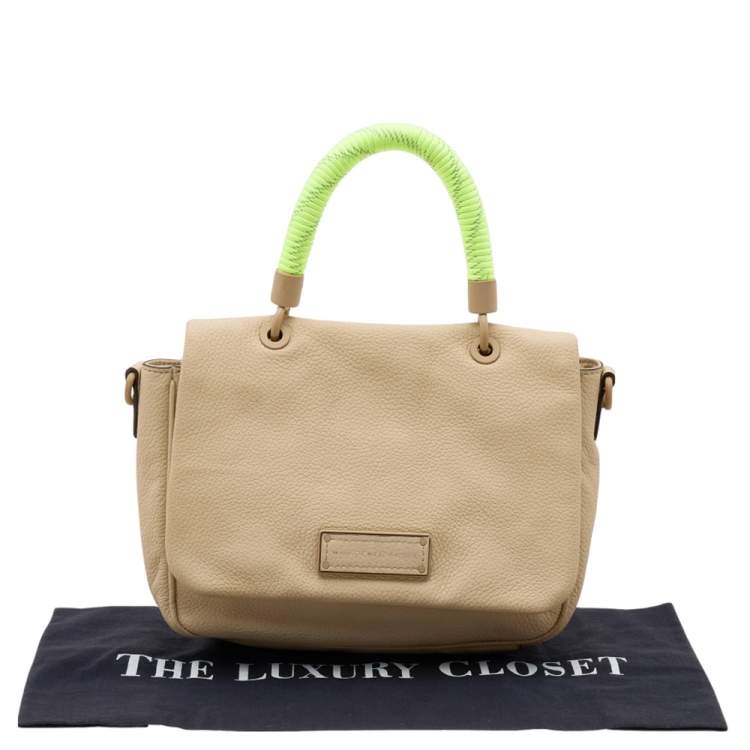 Pre Owned Marc by Marc Jacobs Cream/Neon Leather Novelty Too Hot to Handle Top Handle Bag