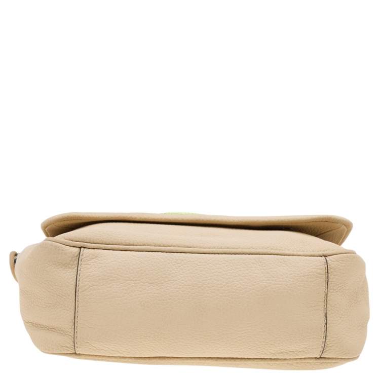 Pre Owned Marc by Marc Jacobs Cream/Neon Leather Novelty Too Hot to Handle Top Handle Bag
