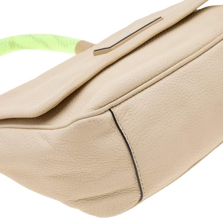 Pre Owned Marc by Marc Jacobs Cream/Neon Leather Novelty Too Hot to Handle Top Handle Bag