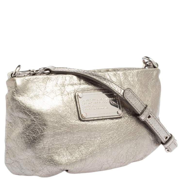 Pre Owned Marc by Marc Jacobs Silver Leather Crossbody Bag