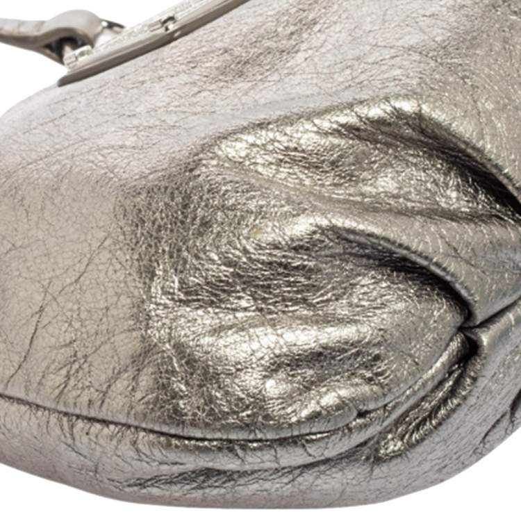 Pre Owned Marc by Marc Jacobs Silver Leather Crossbody Bag