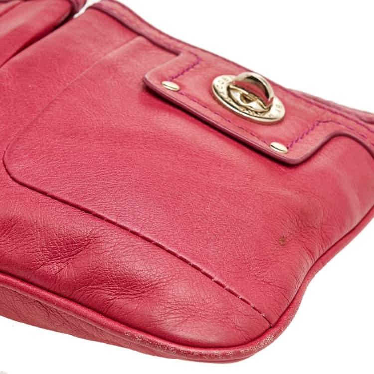 Pre Owned Marc by Marc Jacobs Pink Leather Totally Turnlock Percy Crossbody Bag