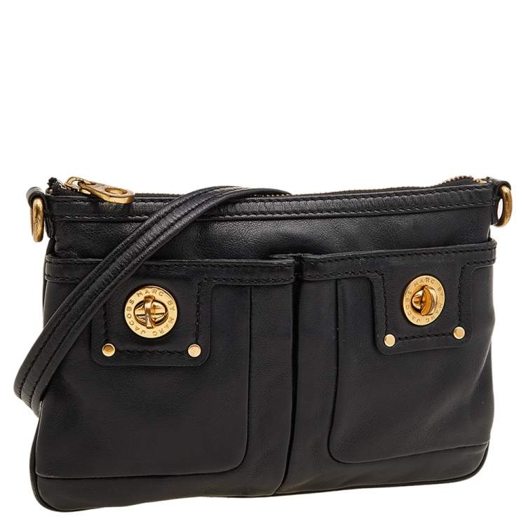 Pre Owned Marc by Marc Jacobs Black Leather Totally Turnlock Percy Crossbody Bag