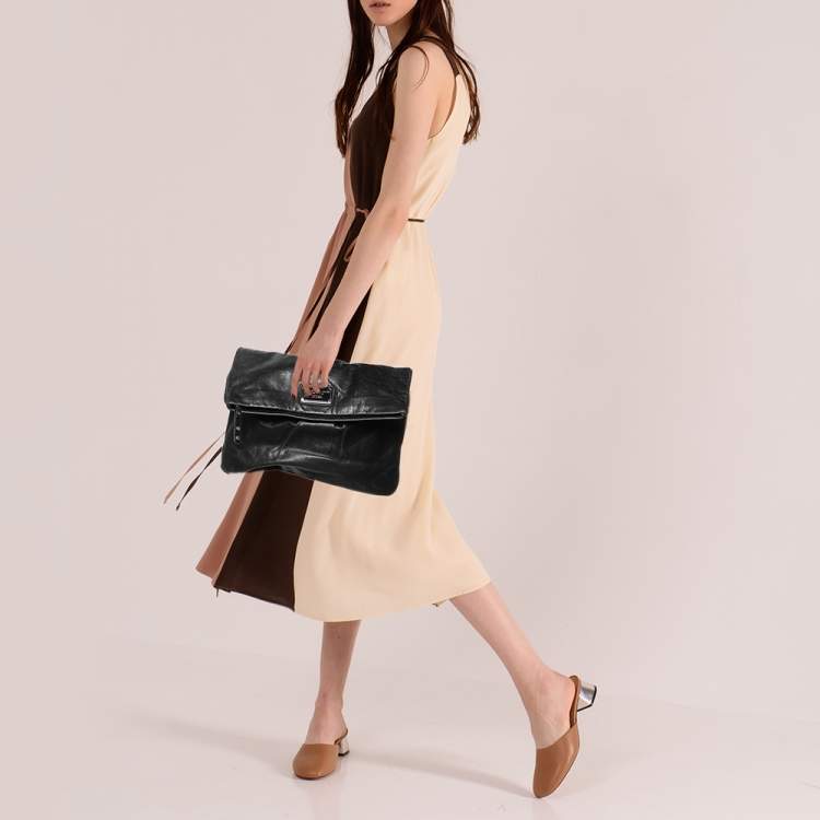Pre Owned Marc By Marc Jacobs Dark Grey Leather Flap Pouch