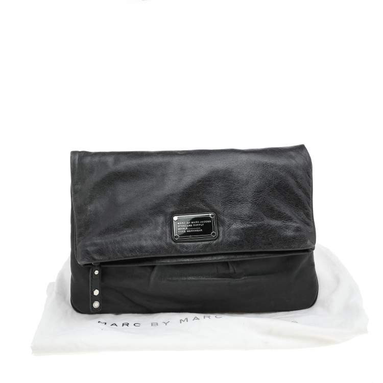 Pre Owned Marc By Marc Jacobs Dark Grey Leather Flap Pouch