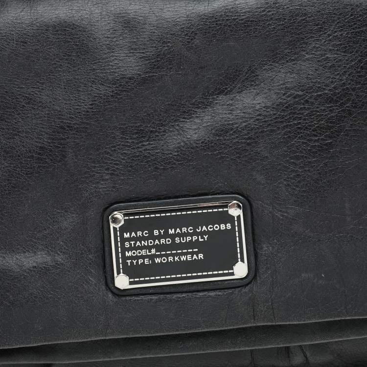 Pre Owned Marc By Marc Jacobs Dark Grey Leather Flap Pouch