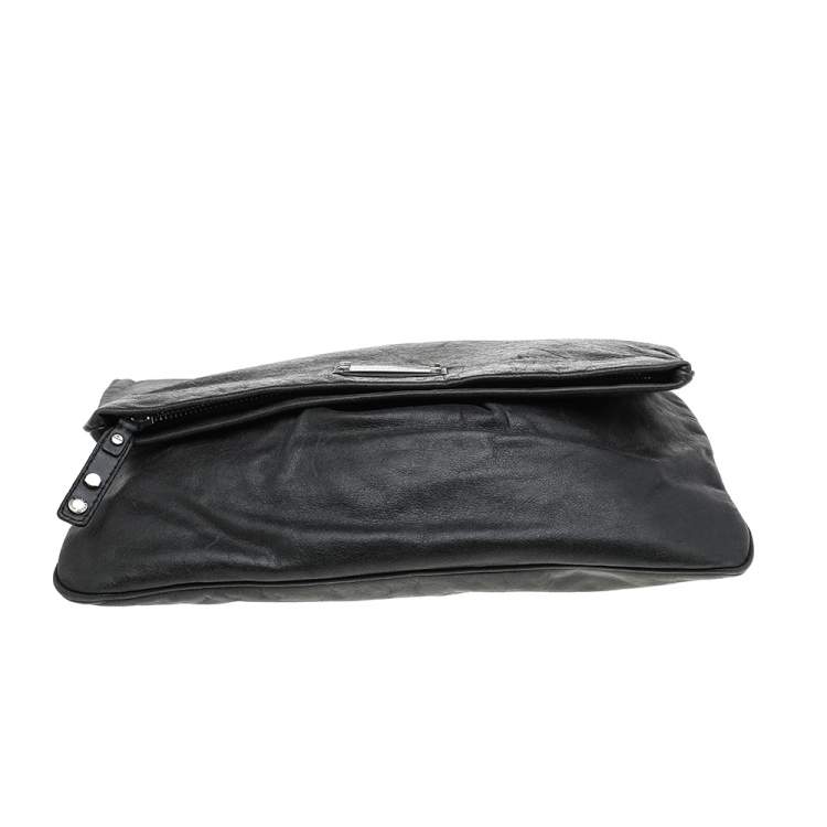 Pre Owned Marc By Marc Jacobs Dark Grey Leather Flap Pouch