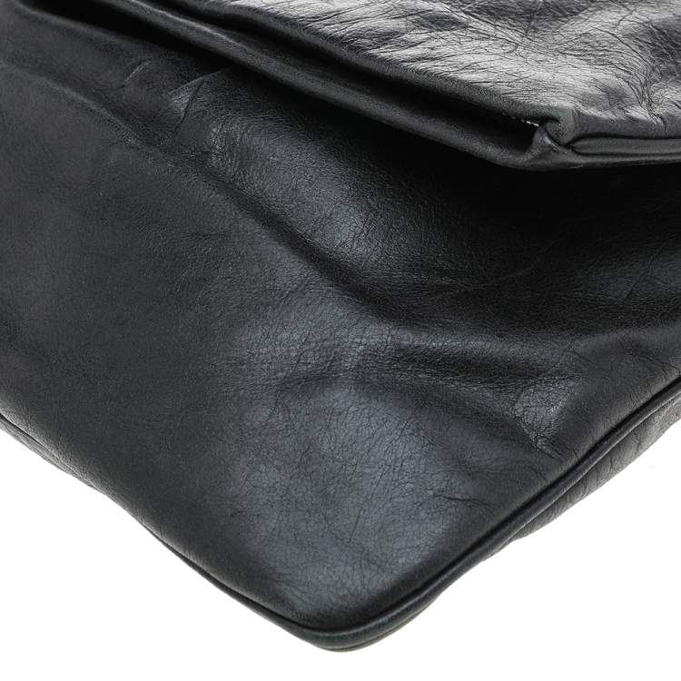 Pre Owned Marc By Marc Jacobs Dark Grey Leather Flap Pouch