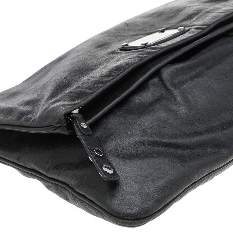 Pre Owned Marc By Marc Jacobs Dark Grey Leather Flap Pouch