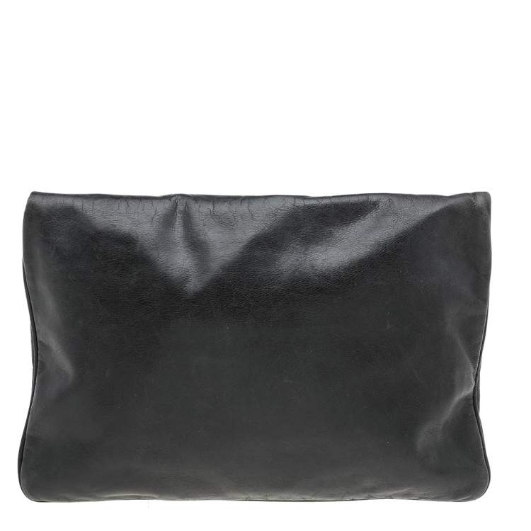 Pre Owned Marc By Marc Jacobs Dark Grey Leather Flap Pouch
