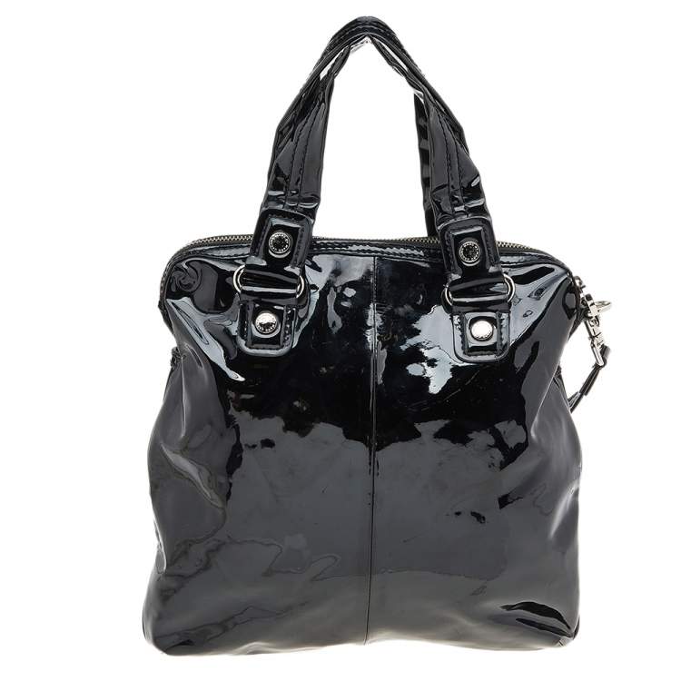 مملوكة مسبقًا Marc by Marc Jacobs Black Patent Leather Turnlock Satchel