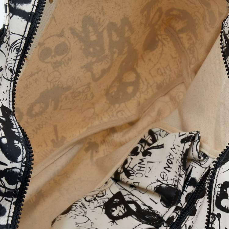 Pre Owned Marc by Marc Jacobs White/Black Coated Canvas Large Graffiti Tote