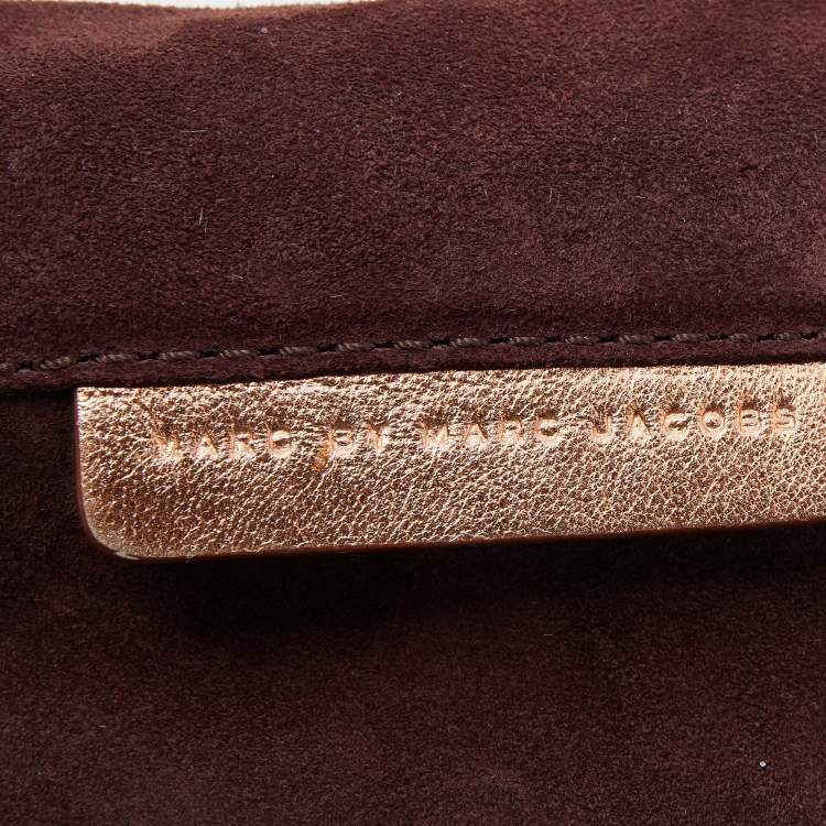 مملوكة مسبقًا Marc by Marc Jacobs Maroon/Gold Suede and Leather Flap Clutch