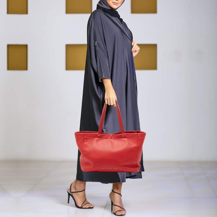 Pre Owned Marc by Marc Jacobs Red Leather What's The T Woodland Tote 