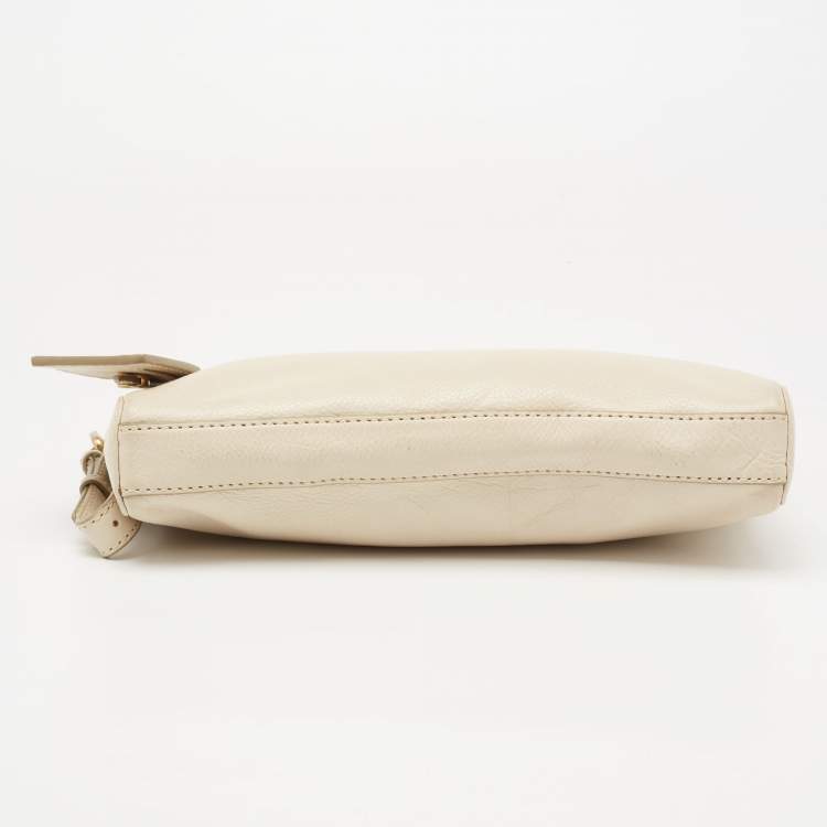 Pre Owned Marc by Marc Jacobs Beige Leather Zip Clutch