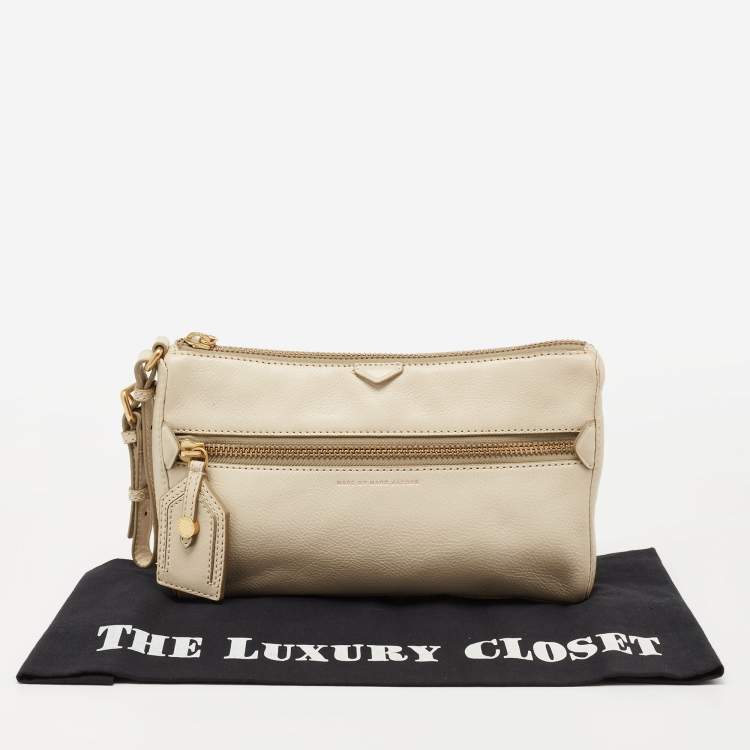 Pre Owned Marc by Marc Jacobs Beige Leather Zip Clutch