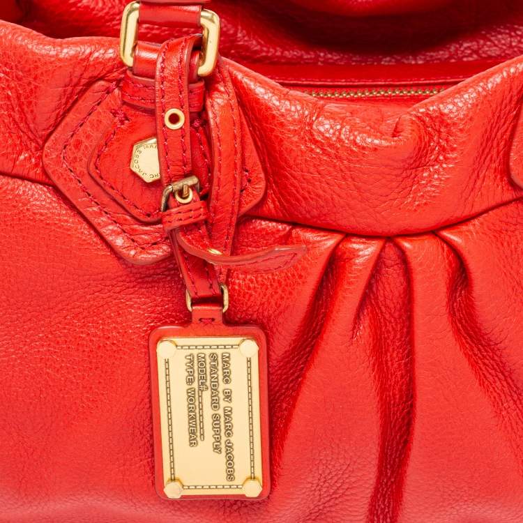 Pre Owned Marc by Marc Jacobs Red Leather Classic Q Baby Groovee Satchel