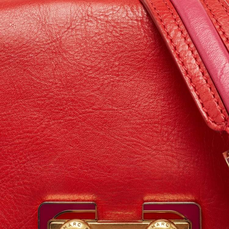 Pre Owned Marc by Marc Jacobs Pink/Red Leather Crossbody Bag