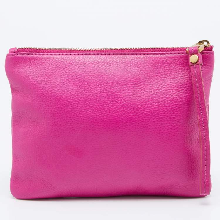 Pre Owned Marc by Marc Jacobs Pink Leather Classic Q Wristlet Clutch