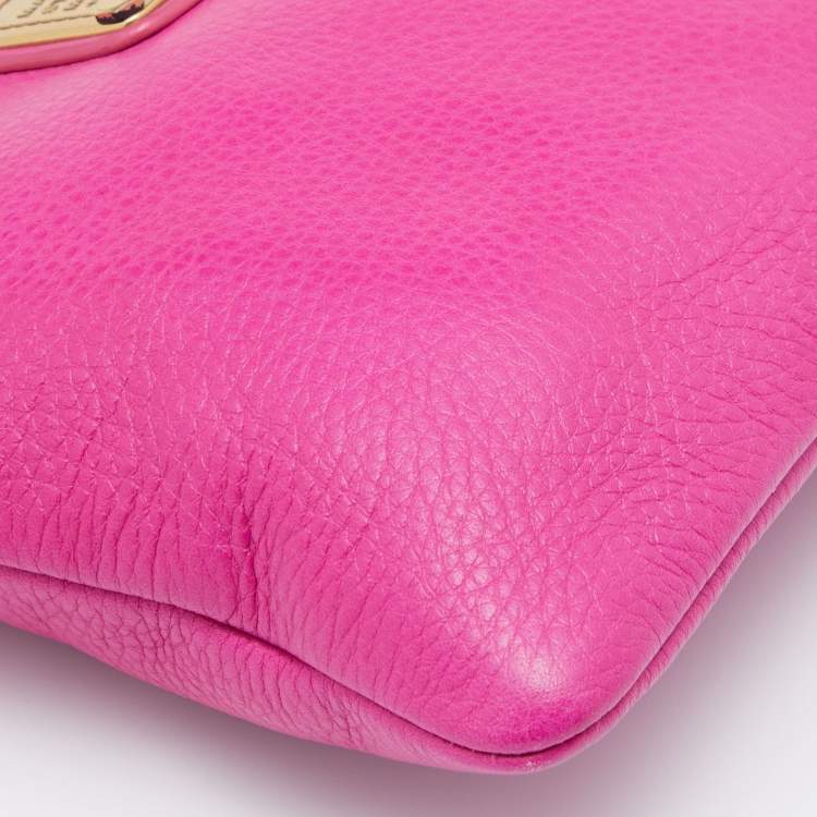 Pre Owned Marc by Marc Jacobs Pink Leather Classic Q Wristlet Clutch