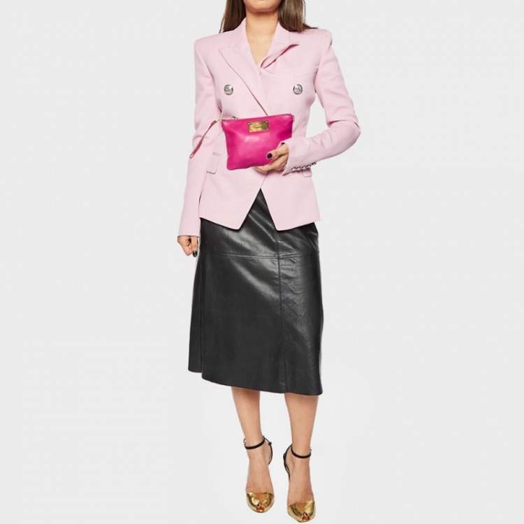 Pre Owned Marc by Marc Jacobs Pink Leather Classic Q Wristlet Clutch