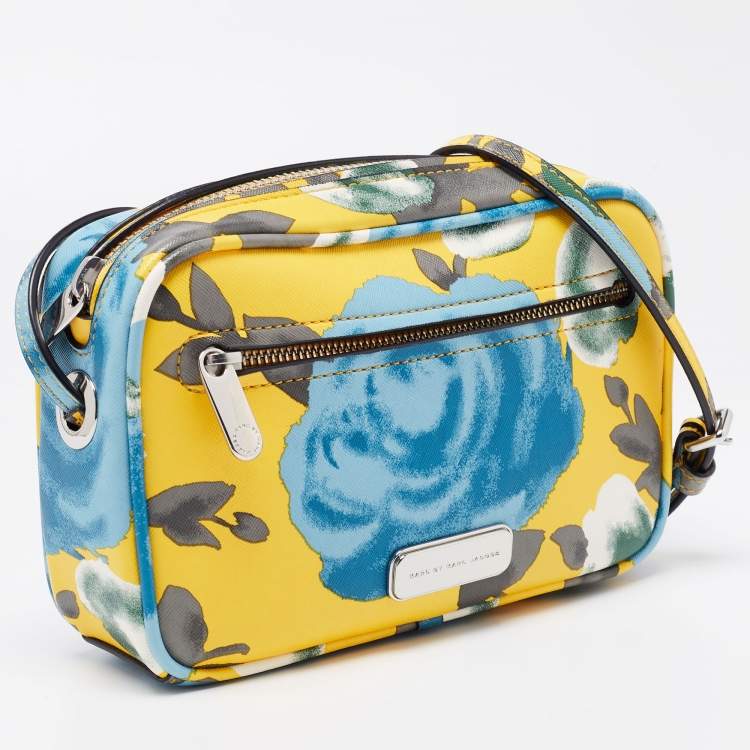 Pre Owned Marc by Marc Jacobs Yellow Floral Printed Leather Jerrie Rose Sally Crossbody Bag