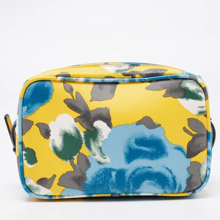 Pre Owned Marc by Marc Jacobs Yellow Floral Printed Leather Jerrie Rose Sally Crossbody Bag