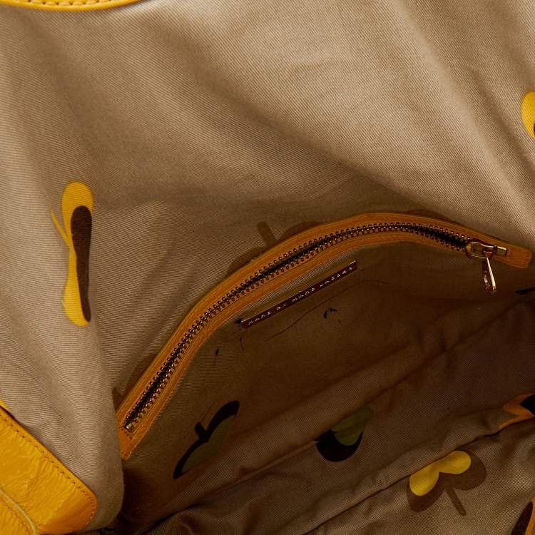 Pre Owned Marc by Marc Jacobs Yellow Patent Leather Flap Messenger Bag