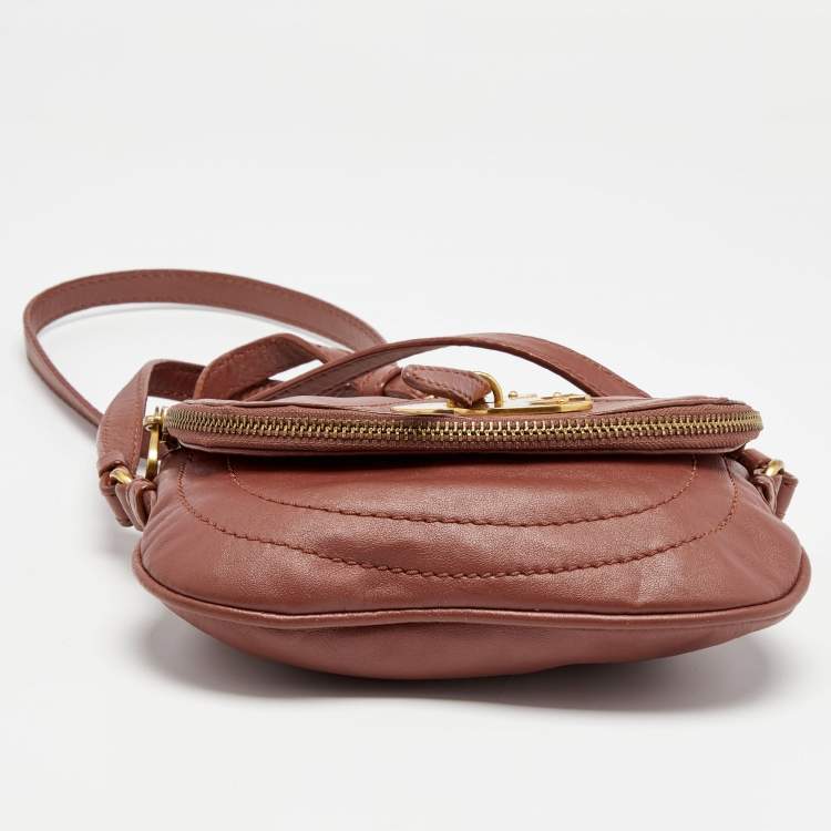 Pre Owned Marc by Marc Jacobs Old Rose Leather Petal to the Metal Crossbody Bag