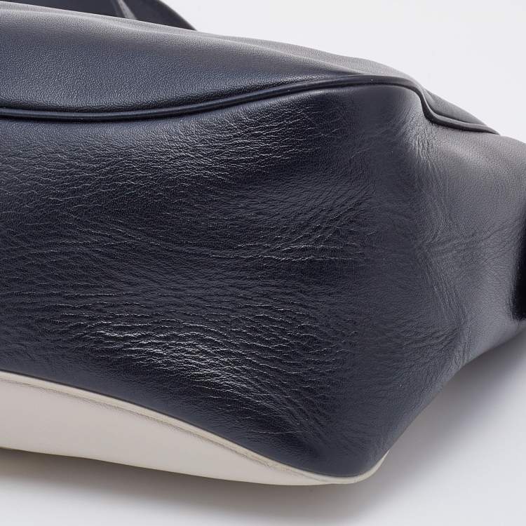 مملوكة مسبقًا Marc by Marc Jacobs Black/Cream Leather Ligero Satchel