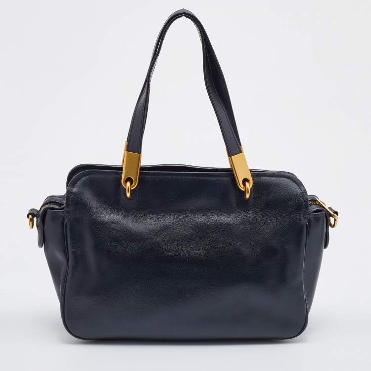 مملوكة مسبقًا Marc by Marc Jacobs Black/Cream Leather Ligero Satchel