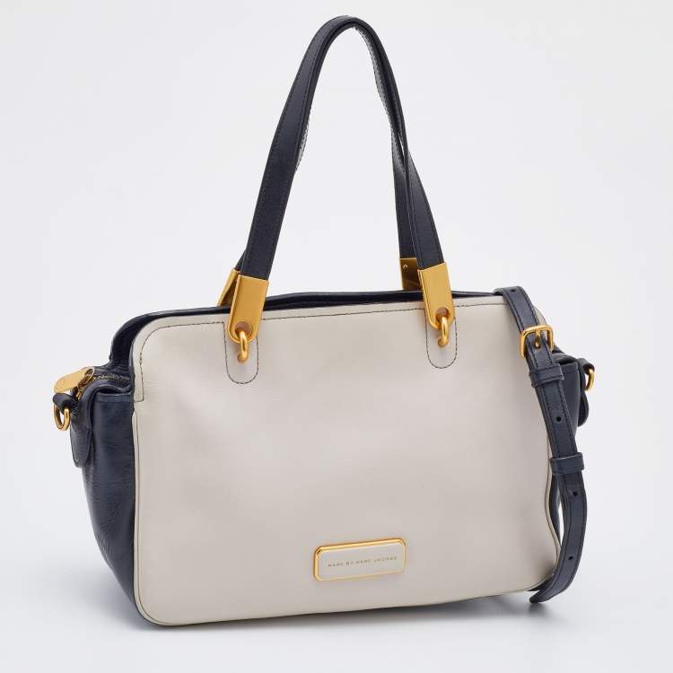 مملوكة مسبقًا Marc by Marc Jacobs Black/Cream Leather Ligero Satchel