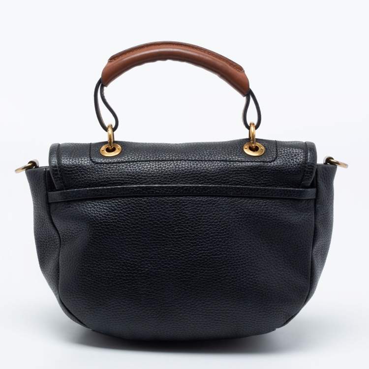 Pre Owned Marc by Marc Jacobs Black /Brown Leather Top Handle Bag