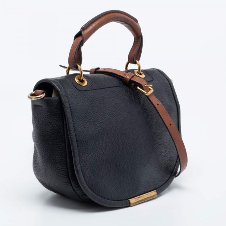 Pre Owned Marc by Marc Jacobs Black /Brown Leather Top Handle Bag