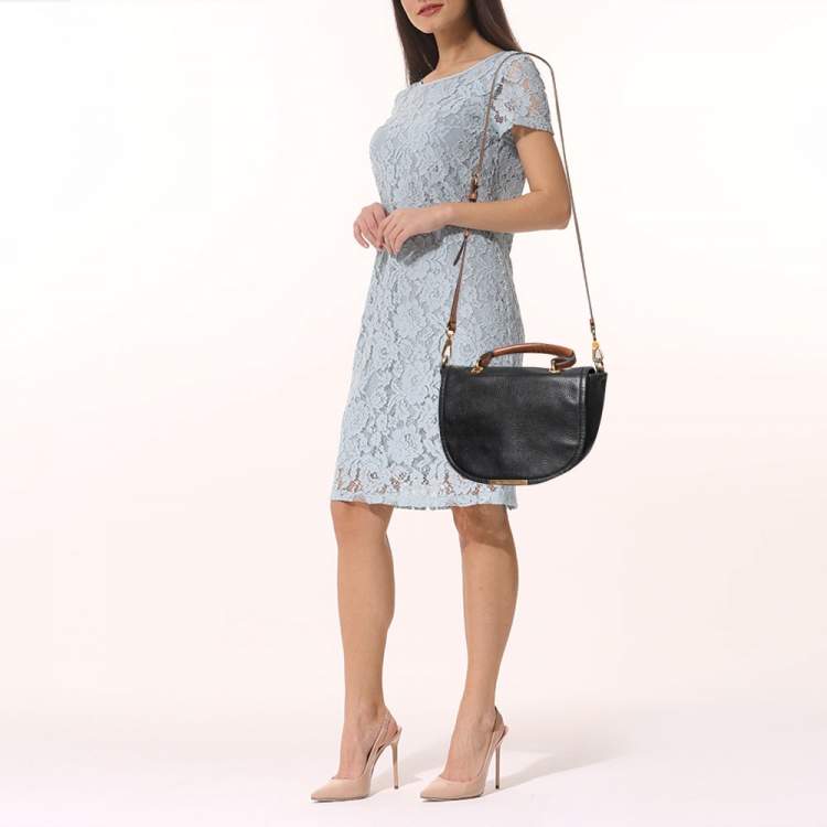 Pre Owned Marc by Marc Jacobs Black /Brown Leather Top Handle Bag
