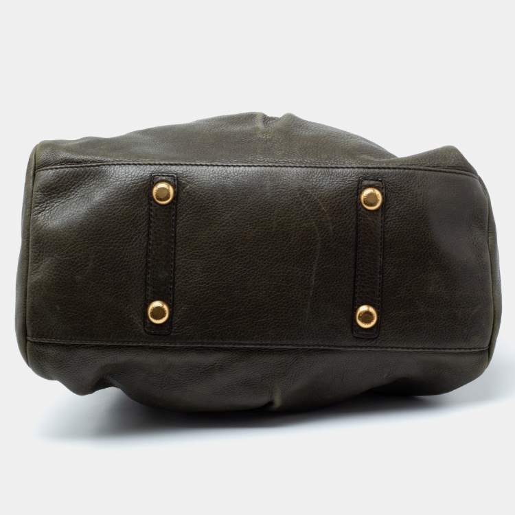 Pre Owned Marc by Marc Jacobs  Green Leather Zip Satchel