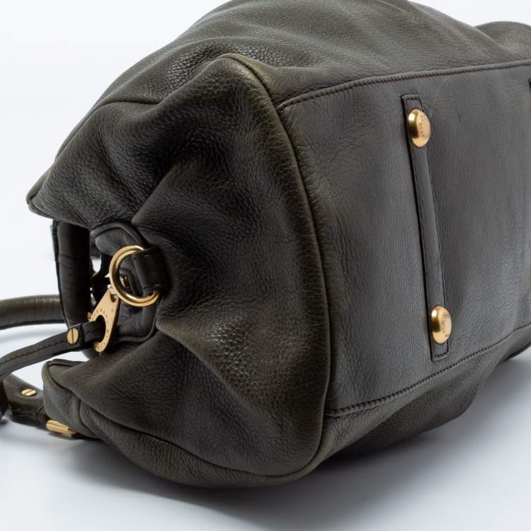 Pre Owned Marc by Marc Jacobs  Green Leather Zip Satchel