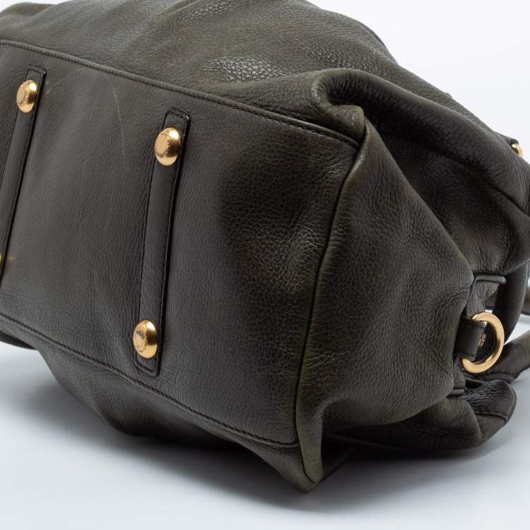 Pre Owned Marc by Marc Jacobs  Green Leather Zip Satchel