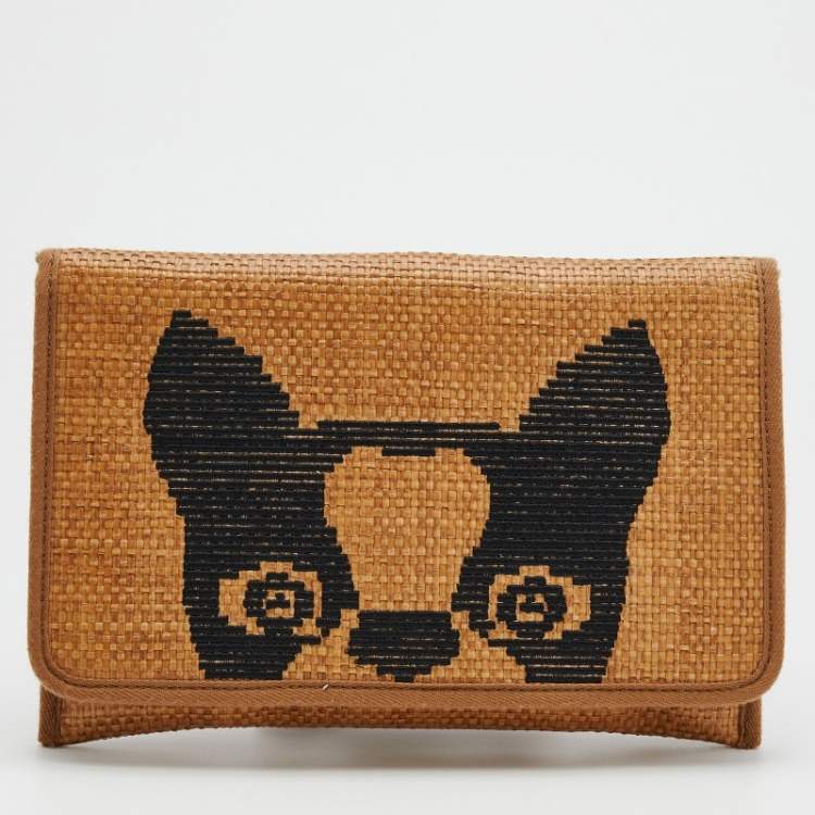 مملوكة مسبقًا Marc by Marc Jacobs Brown/Black Straw Flap Clutch
