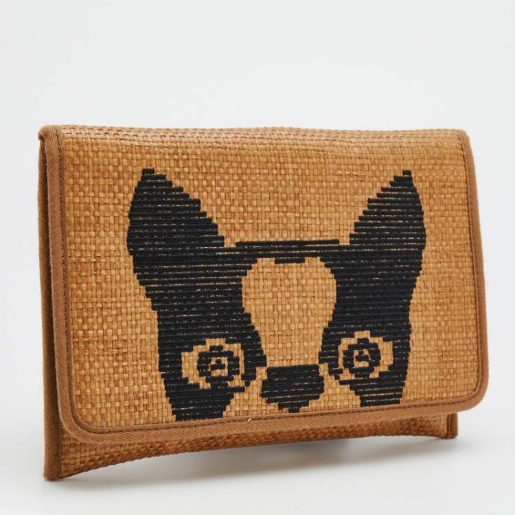 مملوكة مسبقًا Marc by Marc Jacobs Brown/Black Straw Flap Clutch