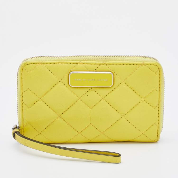Marc by Marc Jacobs Yellow Quilted Leather Zip Around Wallet Marc