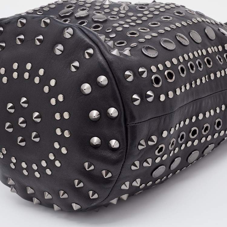Pre Owned Marc by Marc Jacobs Black Leather Embellished Bucket Bag 