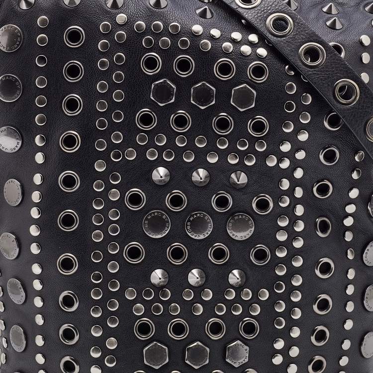 Pre Owned Marc by Marc Jacobs Black Leather Embellished Bucket Bag 