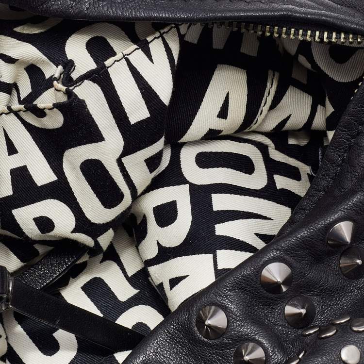 Pre Owned Marc by Marc Jacobs Black Leather Embellished Bucket Bag 