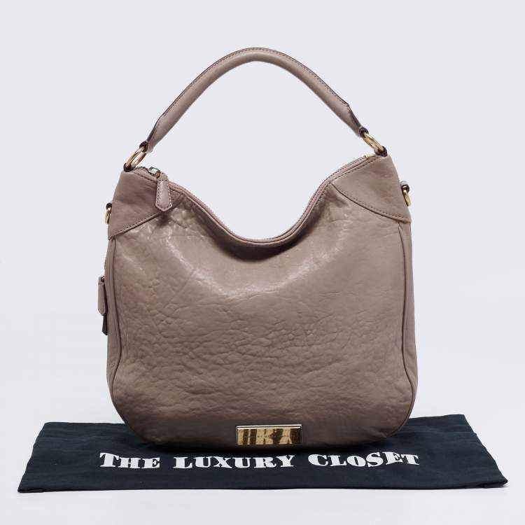 Pre Owned Marc by Marc Jacobs Beige Textured Leather Classic Q Hillier Hobo