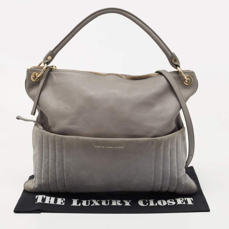Pre Owned Marc by Marc Jacobs Grey Suede and Leather Shoulder Bag
