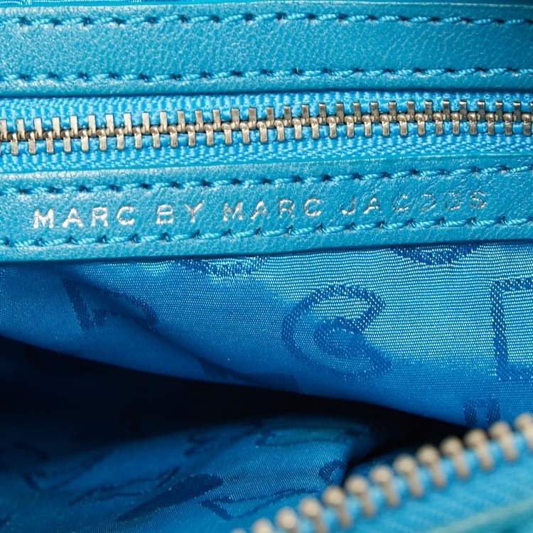 Pre Owned Marc by Marc Jacobs Turquoise Blue Leather Crossbody Bag